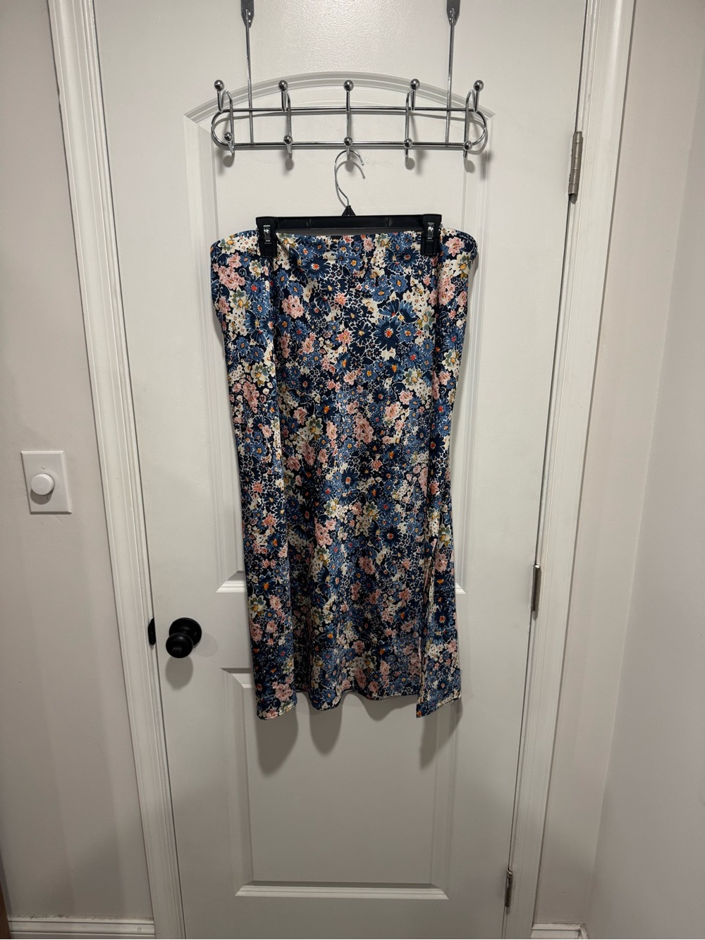 LOFT Navy Floral Maxi Skirt with Pink & Cream Flowers